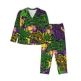 thumbnail image 1 of Fotbe Mardi Gras7 Conjunto de Pijama de Manga Larga para Mujer con Estampado, Ropa de Dormir de 2 Piezas, Conjunto de Casa Suave y Cómodo con Bolsillos-Small, 1 of 7