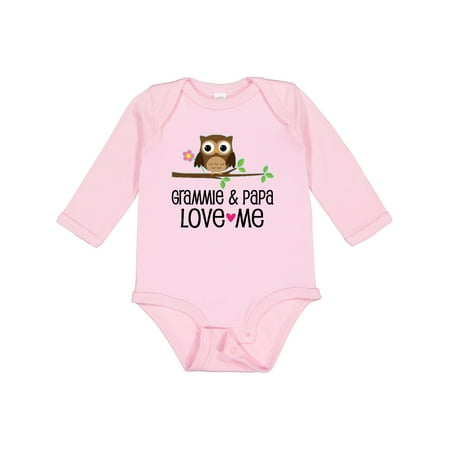 

Inktastic Grammie and Papa Love Me Granddaughter Owl Gift Baby Girl Long Sleeve Bodysuit