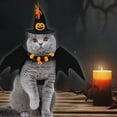 thumbnail image 5 of Pet Witch Hat with Bat Wings - Adjustable Cat Dog Halloween Vest Collar Set Carnival Party Dress Up Pet Accessories(M), 5 of 6