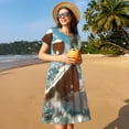 thumbnail image 4 of Disketp Fresh Coconut Splash para Vestido de Manga Corta para Mujeres, Vestidos de Verano para Mujeres, Casual y Holgado para la Playa, 4 of 6
