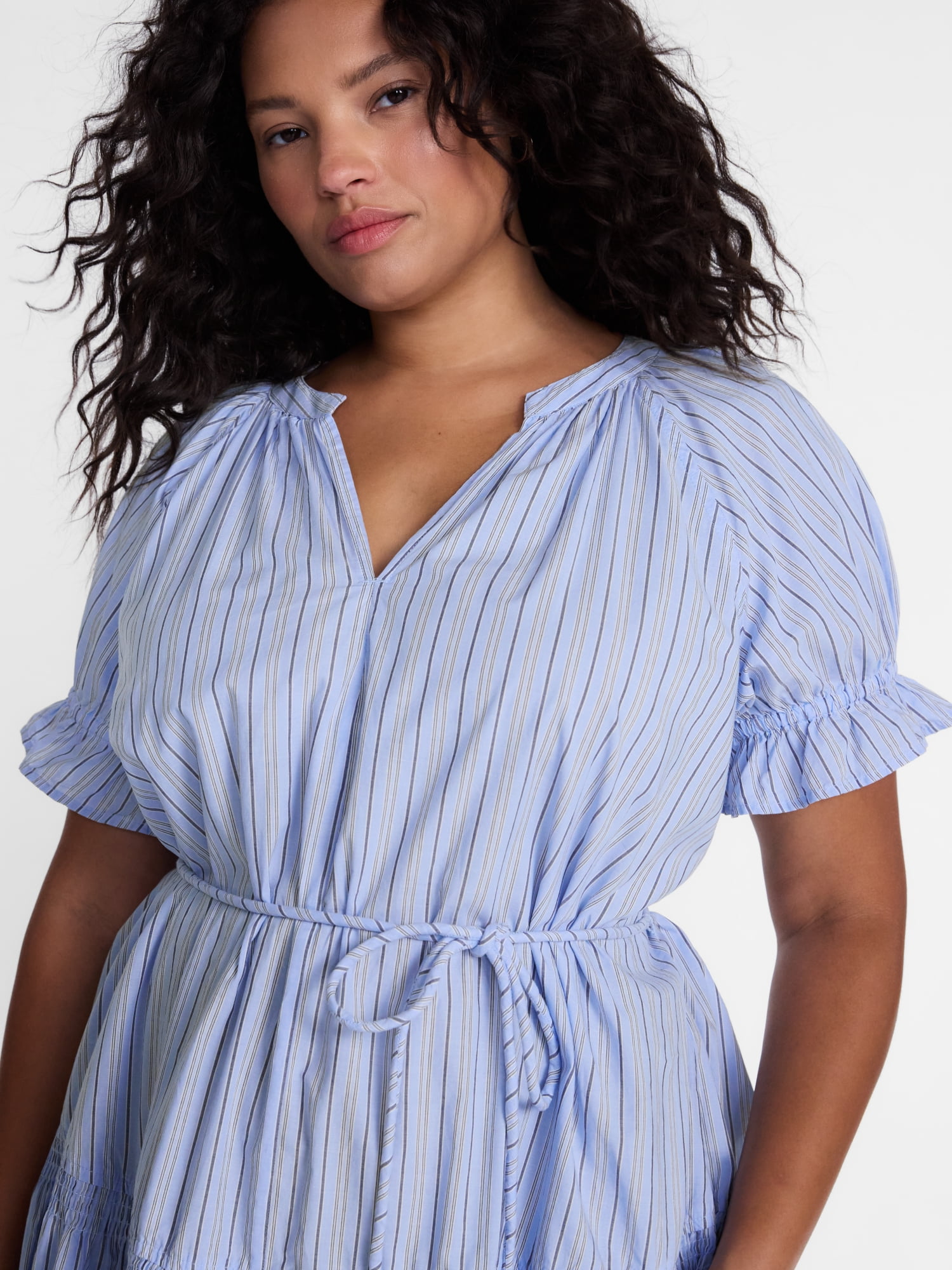 Terra & Sky Women's Plus Tiered Mini Dress, Sizes 0X-5X