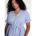 thumbnail image 4 of Terra & Sky Women's Plus Cotton Tiered Mini Dress with Short Puff Sleeves, Sizes 0X-5X, 4 of 5