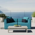 thumbnail image 2 of Lounge Loveseat Sofa, Fabric, Blue, Modern Contemporary Urban Design, Outdoor Patio Balcony Cafe Bistro Garden Furniture Hotel Hospitality, 2 of 8