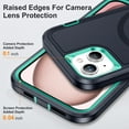 thumbnail image 4 of Dteck Case with Tempered Glass Screen Protector for iPhone 15,Shockproof Rubber Case Compatible with MagSafe Hybrid PC Full Body Protection Cover,Navy+Mint, 4 of 6