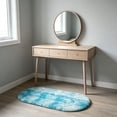 thumbnail image 4 of Tie Dye Oval Plush Area Rug, Long Bedroom Bedside Cloakroom Decorative Mat, Soft Non Slip Floor Carpet (Blue ,40*60CM), 4 of 5