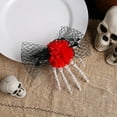 thumbnail image 4 of Terrifying Hand Bone Rose Hair Clip Halloween Gothic Unique Dress Up Accessory Mesh Side Decoration Elegant Barrette, 4 of 5