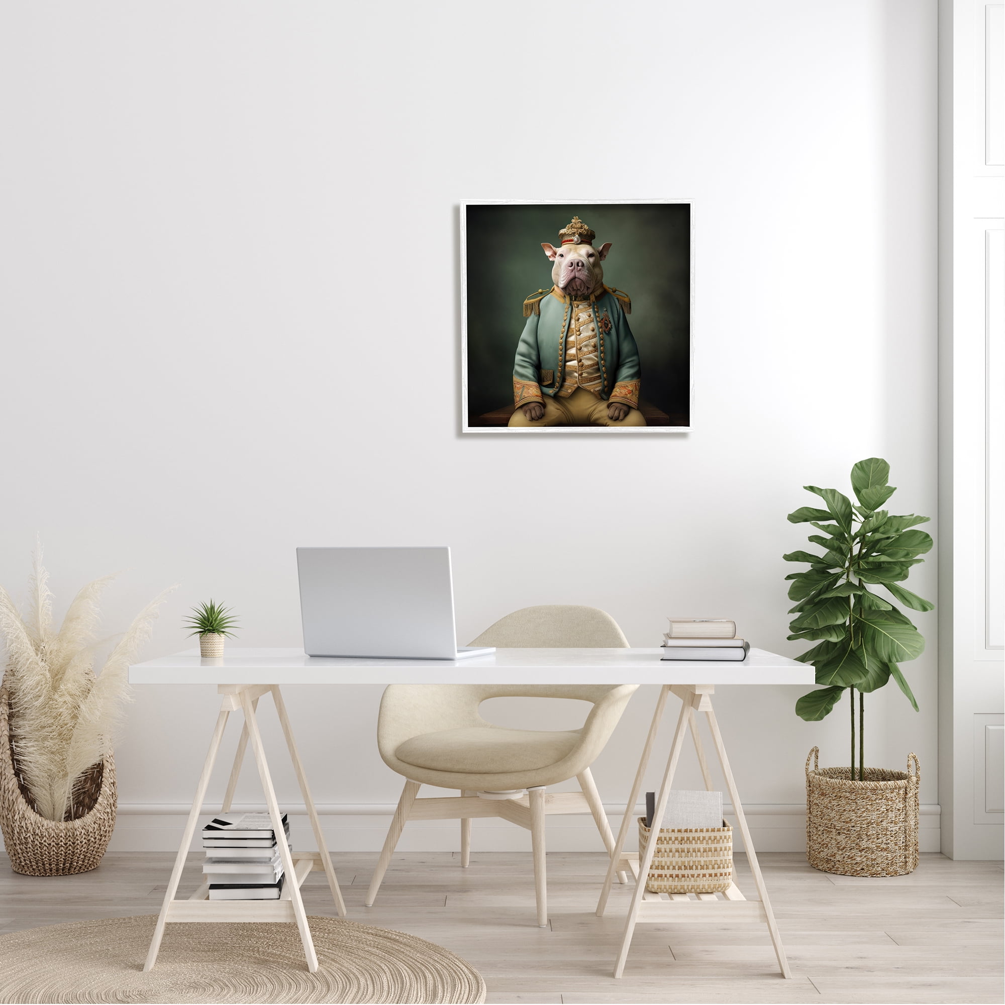 Stupell Industries Dog in Elegant Clothes Animals & Insects Painting White Framed Art Print Wall Art, 24 x 24