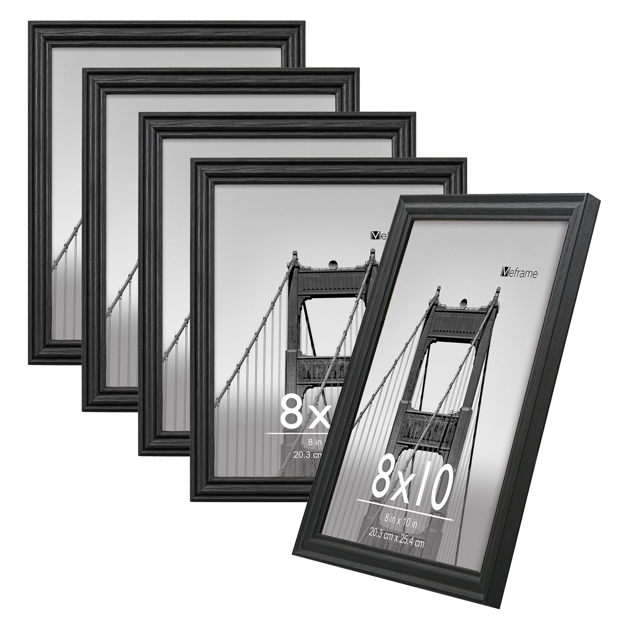 Meframe 5PACK 8x10 Line Picture Frame for Hanging or Tabletop Display 8x10 Photo, Black