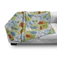 thumbnail image 3 of Modern Soft Flannel Fleece Throw Blanket, Floral Flowers Geometrical Abstract Funky Swirls Contemporary Image, Cozy Plush for Indoor and Outdoor Use, 50" x 60", Pale Green White, by Ambesonne, 3 of 6