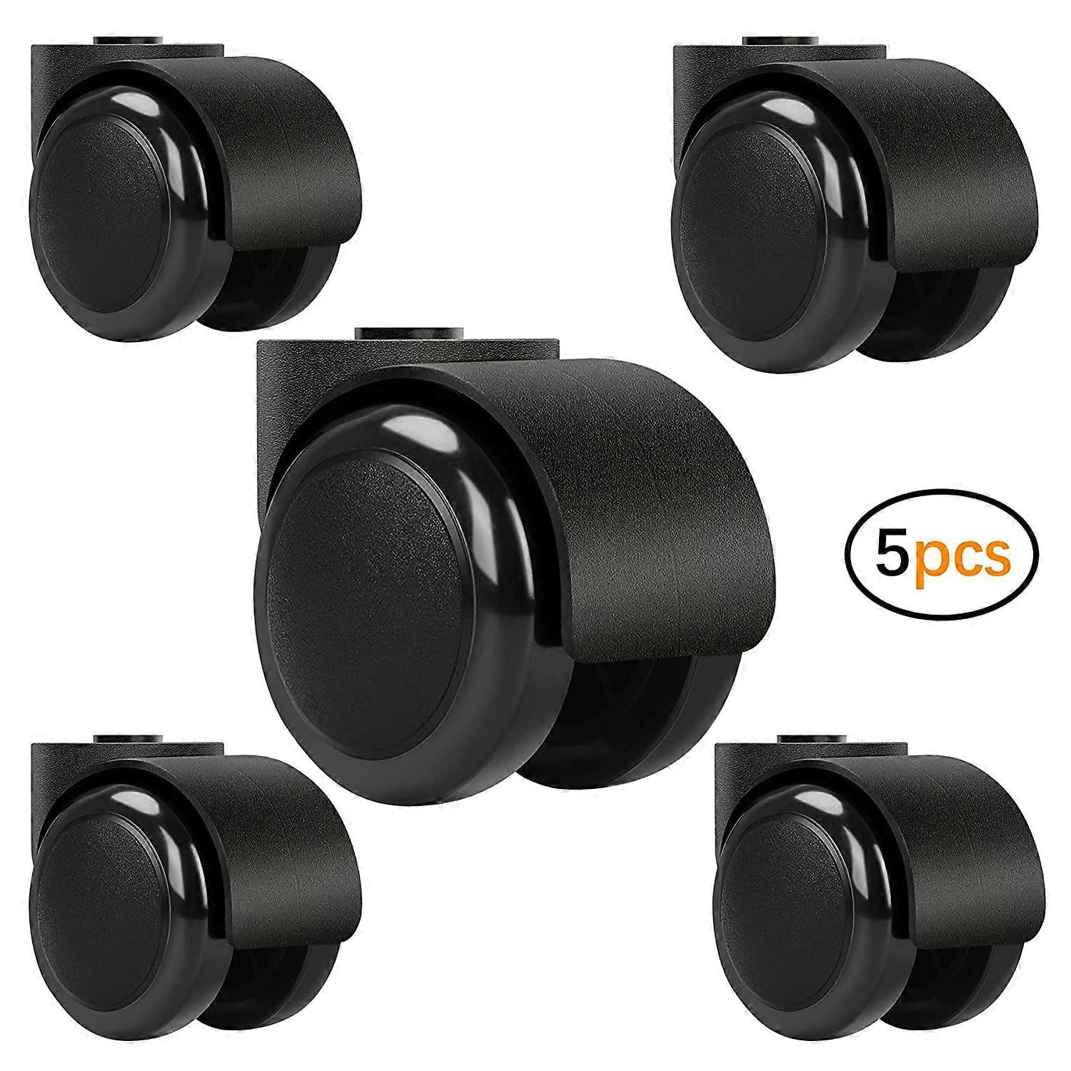 2 Inch Black Silent Stemless Caster - Replacement Chair Wheels compatible with Office Chairs - Furniture Casters - 5pcs