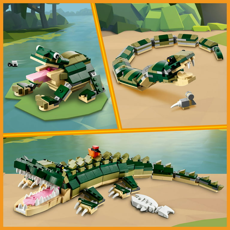 LEGO Creator 3in1 Crocodile 31121 Building Toy Featuring Wild Animal Toys  for Kids (454 Pieces)