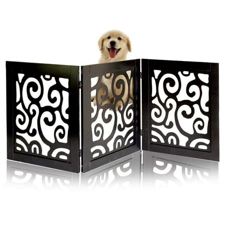 Dog Cat Gate - Wooden Dog Cat Pet Gate Fence -Expandable Safety Security Gate Barrier -Freestanding, Folding and Portable