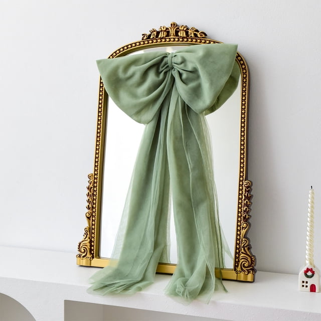 XYAIYT Christmas Tree Decoration Oversized Velvet Bow with Memory Pleat Wrinkle Free Finish Hidden Wire Buckle and Strap for Holiday Tree Wedding Arch Mantel Event Decor 29.5in Green