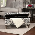 thumbnail image 5 of HomePop Large Upholstered Rectangular Storage Ottoman Bench with Hinged Lid, Slate Damask, 5 of 5