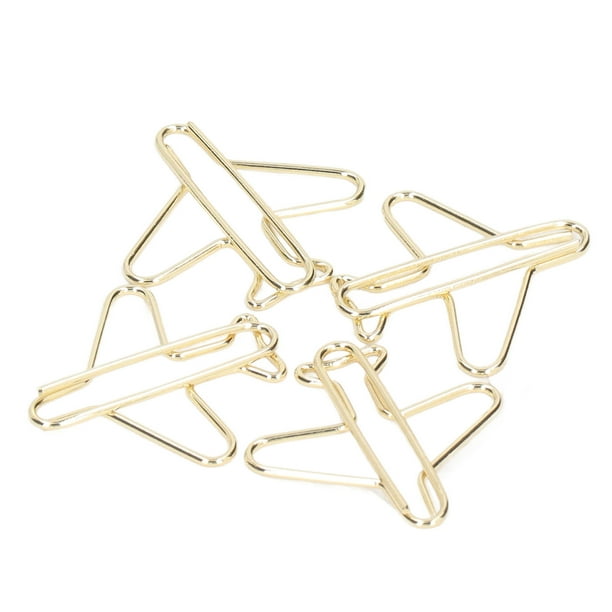 Clips De Papel, Lindos Y Prácticos Clips De Papel Dorados En Forma De Avión De Galvanoplastia Portátiles Para La Oficina Para El Hogar
