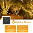 thumbnail image 3 of [Juego de 2] Guirnalda de luces solares para exteriores, 12 m, 100 LED, 8 modos, impermeable, para jardín, patio, Navidad, bodas y fiestas (blanco cálido), 3 of 5