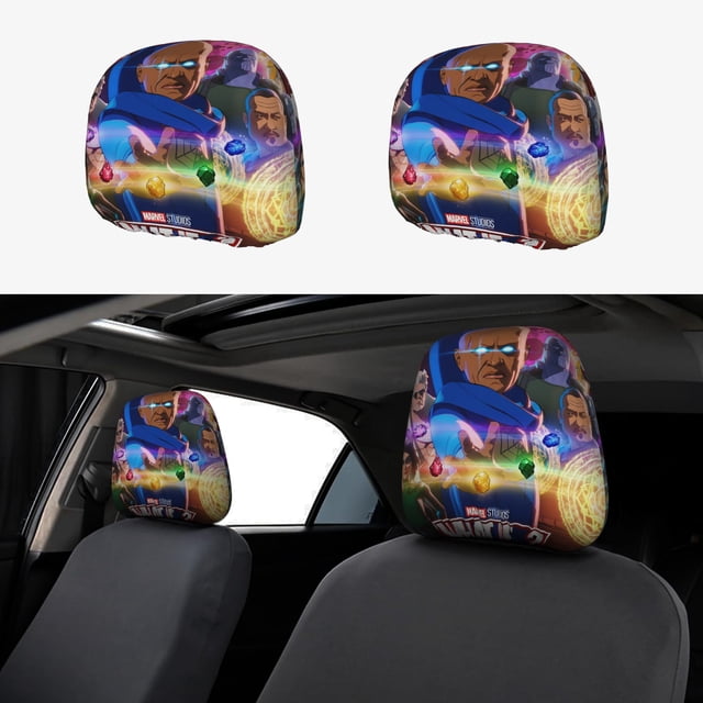 ¿Qué Pasaría Si...? Funda Protectora Universal para Reposacabezas de Coche, Funda Elástica para Reposacabezas de Asiento de Auto, Funda de Tela Antipolvo, Accesorios de Interior 2 Piezas