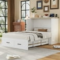 thumbnail image 4 of Murphy Bed with Charging Station, Full Size Foldable Cabinet Bed with Storage Drawer, Farmhouse Wood Space-Saving Hidden Folding Bed Chest for Home, Office, Guest Room, White, 4 of 9