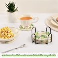 thumbnail image 6 of Haosy Set of 6 Drink Woven Coaster with Holder Heat Resistant Non-Slip Bar Coasters 4 Inches Watercolor Broccoli, 6 of 7