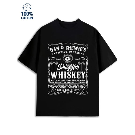 Smuggler's Whiskey men 180G 100% Cotton black Fashion Unisex Shirt Crewneck tshirts Original Unisex Shirt Short Sleeve tshirts Casual Unisex Shirt Cotton tshirts Fashion Unisex Shirt Printed tshirts