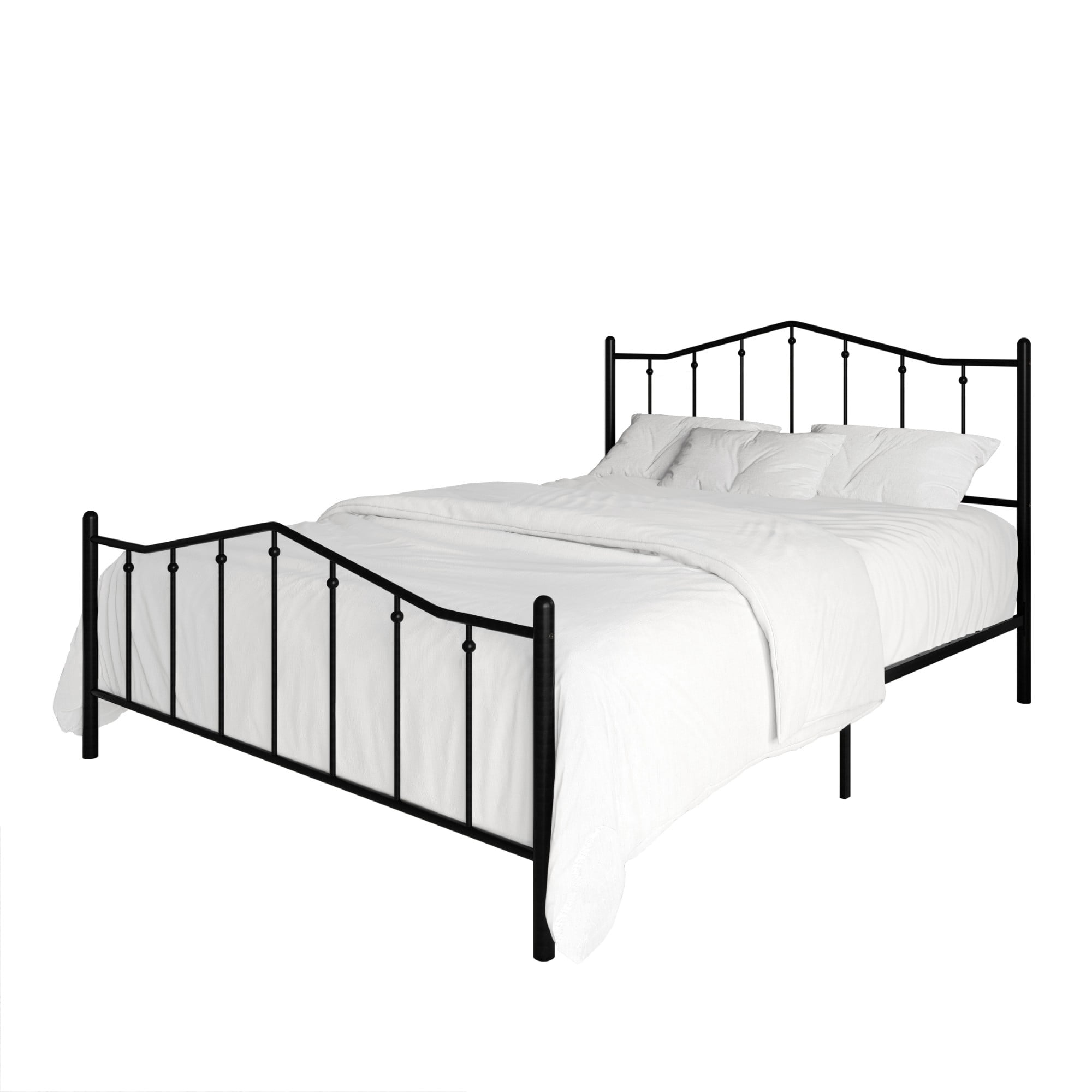 Home Design Atmore King Metal Platform Bed Frame, Iron Bed with Headboard & Footboard, No Box Spring Needed, Black
