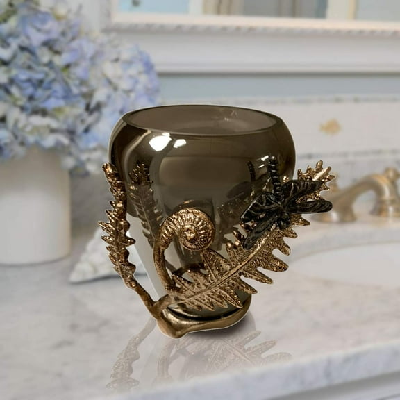 Decozen Bathroom Accessories, Glass Tumbler, Toothbrush and Bathroom Cups - The Fern Collection