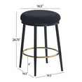 thumbnail image 3 of Alvara 24.75" Seat Height Upholstered Counter Stools with Footrest, Black + Gold, Set of 2, 3 of 8