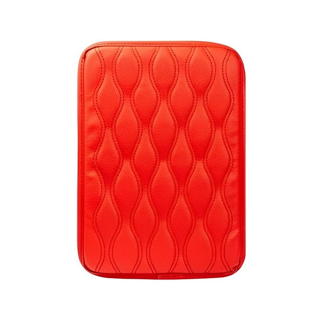 maskred Car Armrest Waterproof Pad Center Console Seat Box Mat Cushion Scratch-Resistant Leather Universal Guard Auto Interior Accessory Red