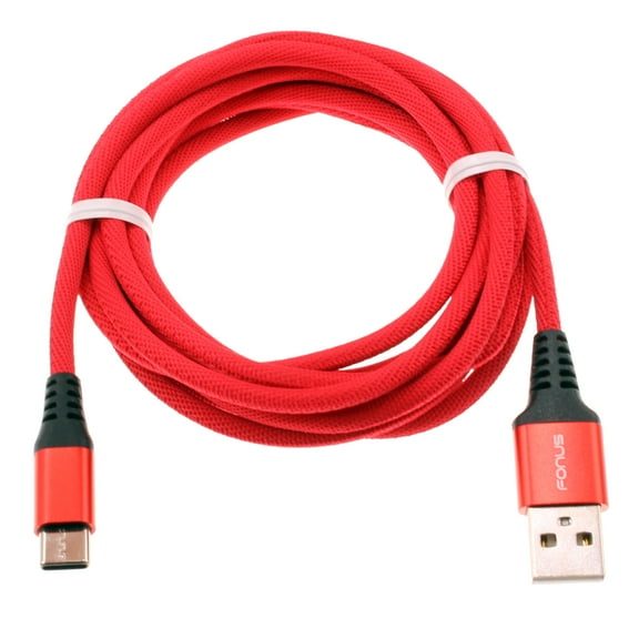 Red 10ft USB-C Cable Type-C for Samsung Galaxy A06/A16 5G/A26 5G/A36 5G/A56 5G - Charger Cord Power Wire Long Braided Fast Charge