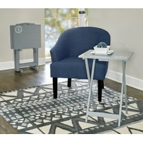 Linon Compass 5-Piece Indoor Folding Side Table, Snack, or TV Tray Set with Stand, 26" Tall, Gray