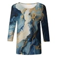 thumbnail image 4 of TSADFHJI T-Shirt Oversize Femme Graphique Femme Décontracté Col Rond Manches Trois-Quarts Style Ethnique Rétro Imprimé T-Shirt Haut Décontracté L Marine, 4 of 5