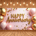 thumbnail image 6 of Purple Theme Happy Anniversary Banner Romantic Anniversary Display Rose Decoration Silk Ribbon Romantic Backdrop for Wedding Anniversary Romantic Party Anniversary Celebration, 6 of 9