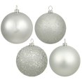 thumbnail image 1 of Set de 4 Esferas Navideñas Vickerman Plata de 10 cm con 4 Acabados, 1 of 1