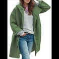thumbnail image 2 of Women'S Winter Single-Breasted Long Hooded Casual Windbreaker Jacket Bean Green XXL, 2 of 6
