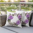 thumbnail image 4 of Purple Rose Pillow Covers 2 Pack Watercolor Flower Pillowcase Waterproof Outdoor Throw Pillow Cover for Patio Garden Square Cushion 18”x18”, 4 of 9