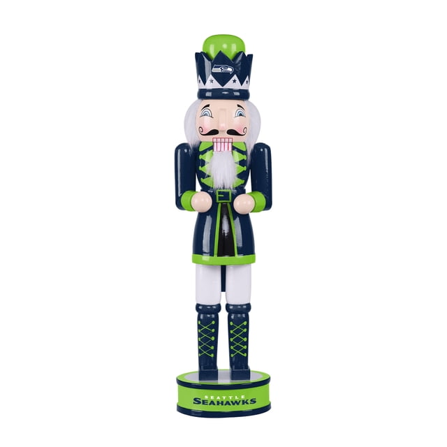 FOCO NFL Seattle Seahawks Team Logo Cascanueces navideño de 14 pulgadas, versión 2, talla única
