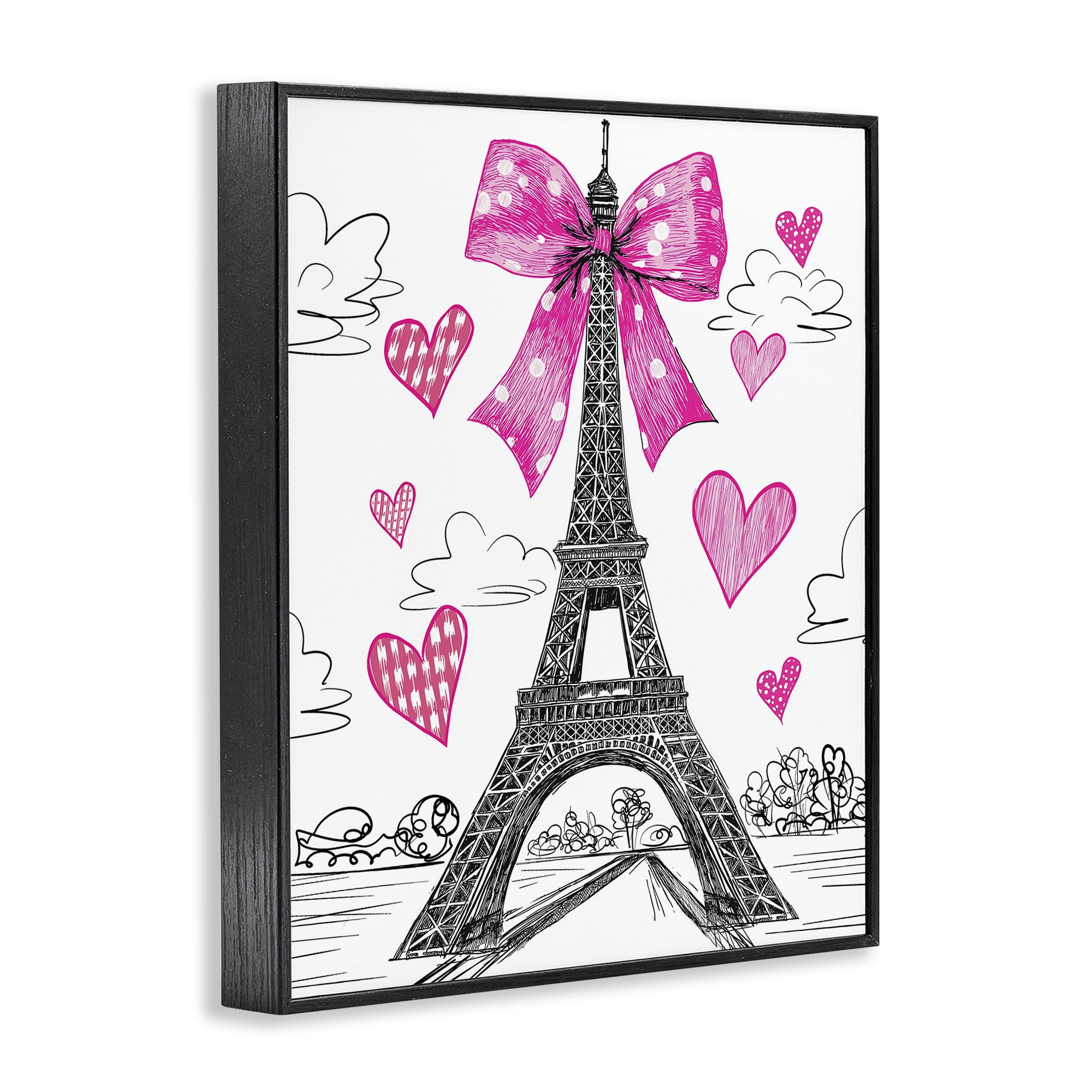 Stupell Industries Heart Patterned Eiffel Tower Black Framed Giclee Art, design by Jess Stempel
