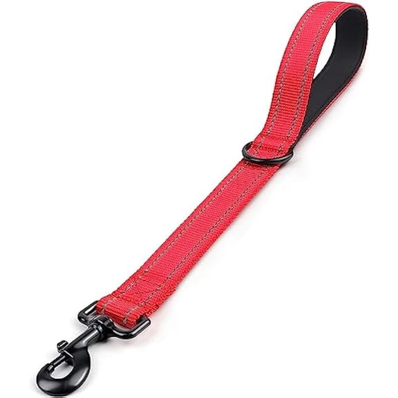 Eryueer Strong Short Dog Leash 18 Inch, 1.2 Inch Wide, Heavy Duty, Padded Handle for Traffic Control, Reflective Leash for Medium and Large Dogs Walking Training, Red