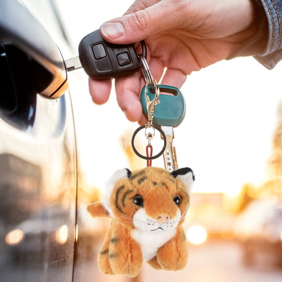GAXIRE Soft Plush Tiger Keychain for Backpack, Cute Animal Hanging Charm, Decorative Accessory for Bags and Keys, 1 Piece