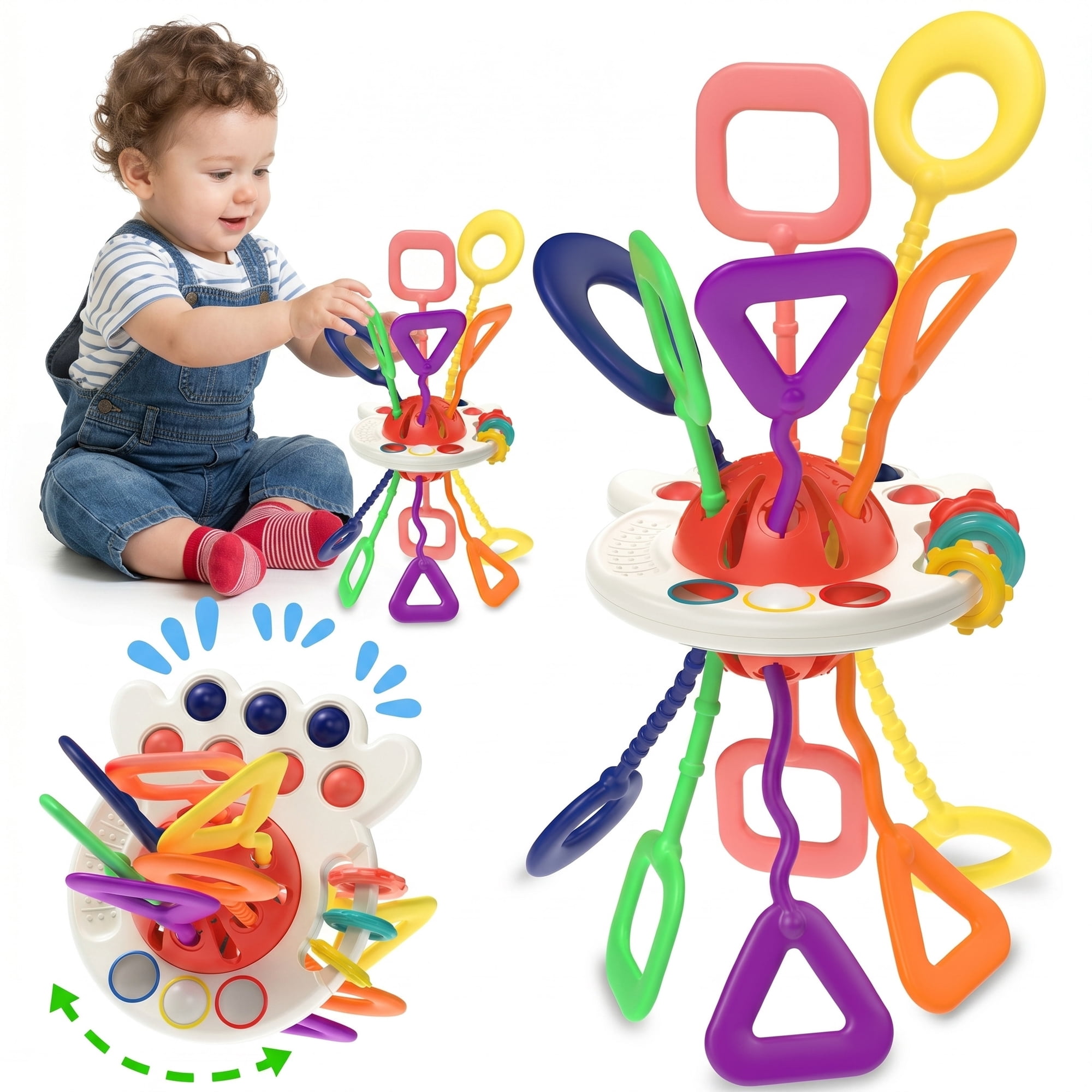 WIDELAND Baby Sensory Toys for 1 Year Old - Octopus Pulling String Toy for Developing Motor Skills, Toddler Basket Stuffers Birthday Gift Travel Toys for Boys & Girls 6-18 Months