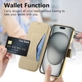 thumbnail image 3 of for iPhone 13 Wallet Case with Camera Lens Protector Film, Clear Magnetic Phone Cover Compatible with Mag-Safe Charging, RFID Blocking PU Leather Case with Card Holder Flip Kickstand, Gold, 3 of 11