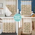 thumbnail image 5 of No Hook Shower Curtain with Snap in Liner, Country Green Botanical Waterproof Bath Curtain Double Layers with See Through Top Window, Retro Wildflower Herbs Hotel Shower Curtains 72x72in, 5 of 9