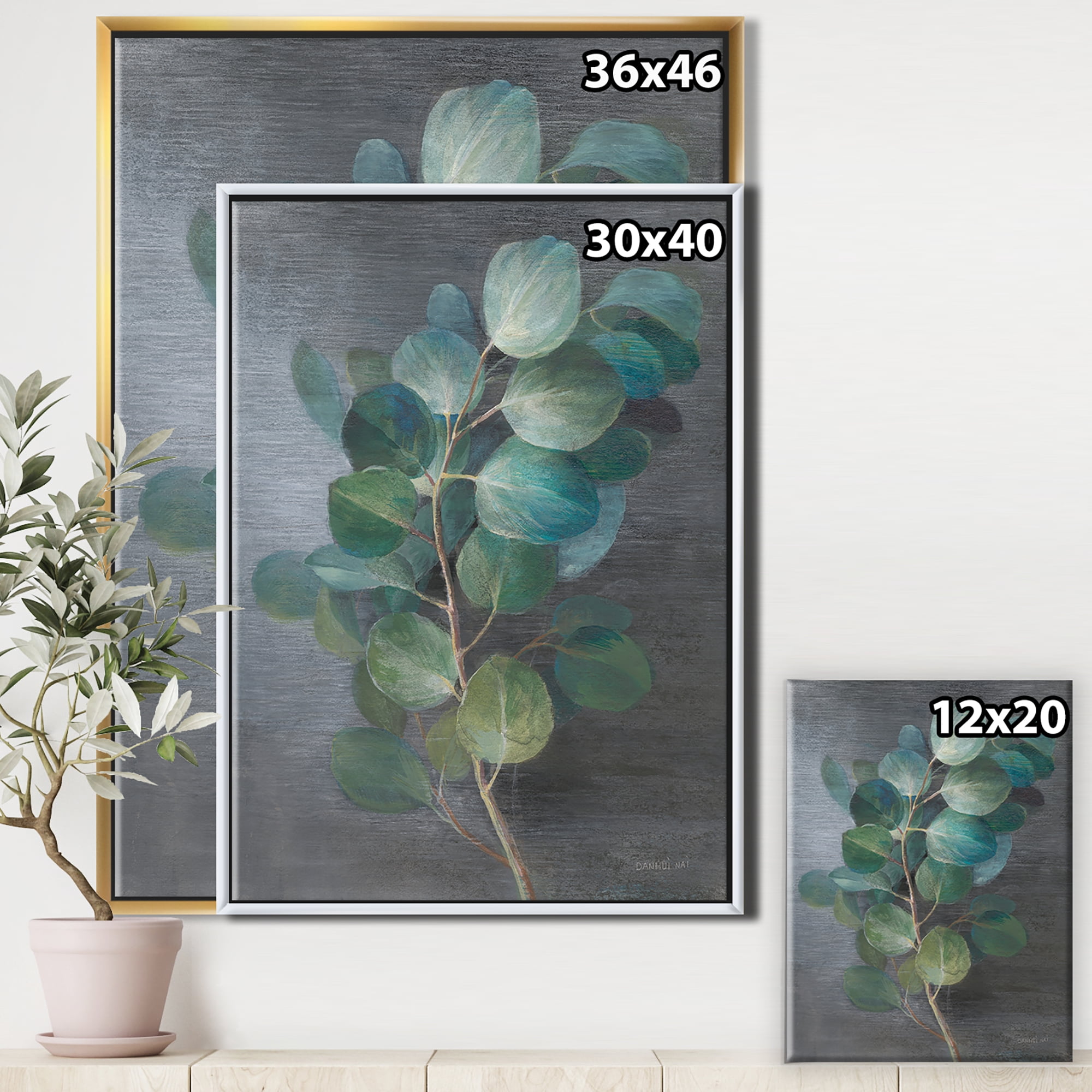 Designart ' Fresh leaves I ' Traditional Framed Canvas