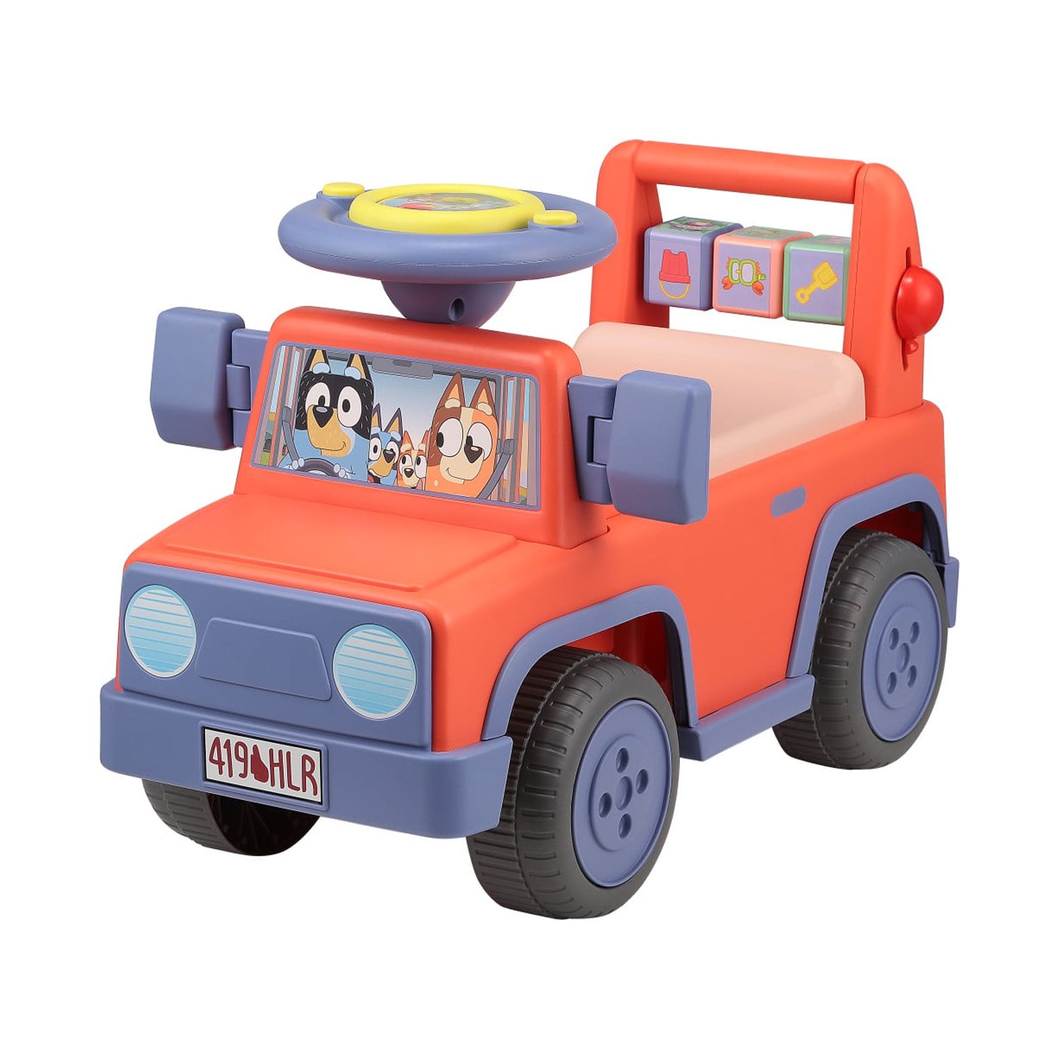 Bluey Interactive Ride-On Push Car for Toddlers, Orange photo 1