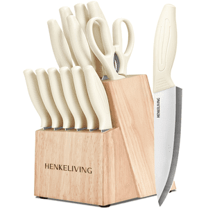 HENKELIVING Knife Set 13PC Kitchen Knife German Stainless Steel Knives with Sharpener Ergonomic Handles Perfect Housewarming Gift White