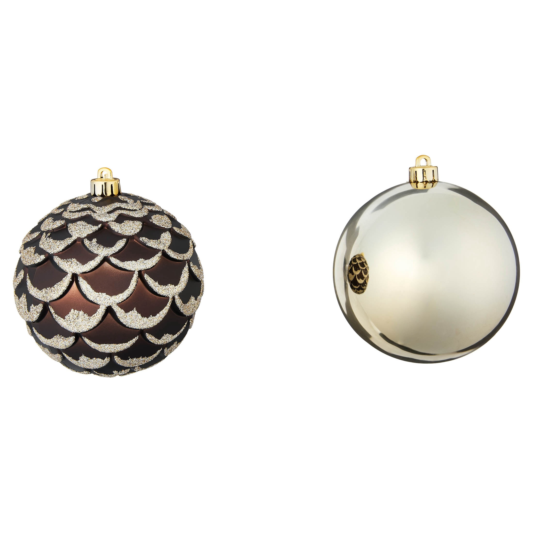 8-Count Bronze/Brown/Champagne Ball Shatterproof Christmas Ornaments, 4.5", by Holiday Time