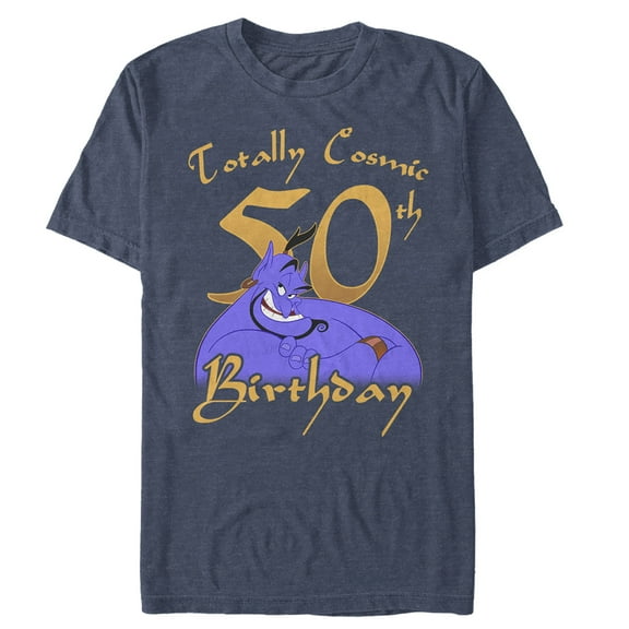 Men's Aladdin Genie Cosmic 50th Birthday Graphic Tee Navy Blue Heather 3X Large