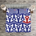 thumbnail image 3 of Ambesonne Marine Quilted Bedspread Set 3 Pcs, Ship Journey Sea Ocean, Queen Size, Navy Blue Red, 3 of 3
