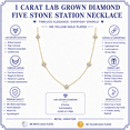 thumbnail image 4 of JeenMata 1 Carat Lab Grown Diamond Five Stone Bezel Station Necklaces - in 18K Yellow Gold Plating Necklace for Women, Female, Adult, 4 of 8