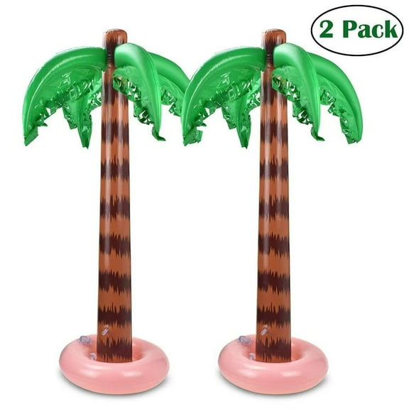 AlevRam 2 Pack 36"Inflatable Palm Trees Coconut Tree Decor for Summer Beach, Luau, Pool, Tropical Party, Backyard or Photo Booth Props